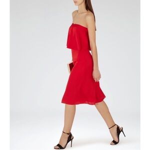 Reiss Red Rum Raffy Ruffle Dress Size 10
